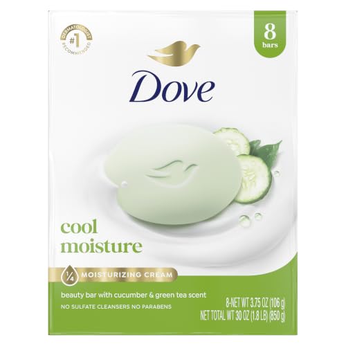 Dove Cool Moisture Beauty Bar Soap , Refreshing Cleanser, 8 Count 3.75
