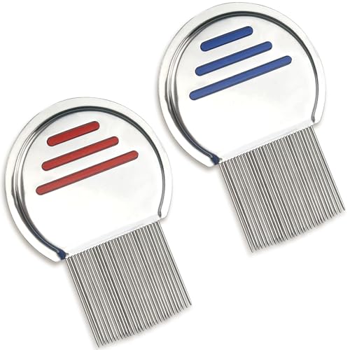 2 Pack Professional Stainless Steel Lice Comb, Reusable Lice and Nit Remover