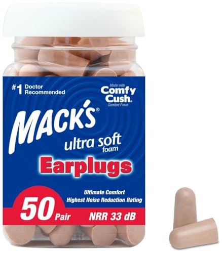 Mack's Ultra Soft Foam Earplugs, 50 Pair - 33dB Highest NRR |