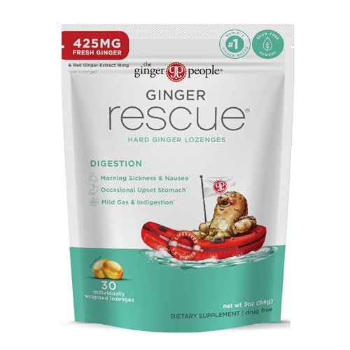 Ginger Rescue Digestive Wellness Lozenges (Hard) Nausea Relief 30ct