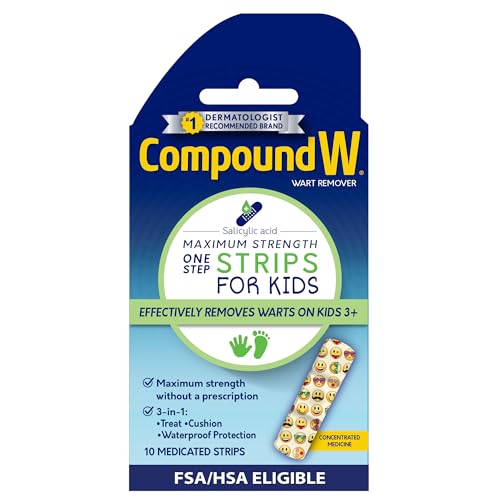 Compound W Kids One Step Wart Remover, 10 Medicated Strips | Salicylic