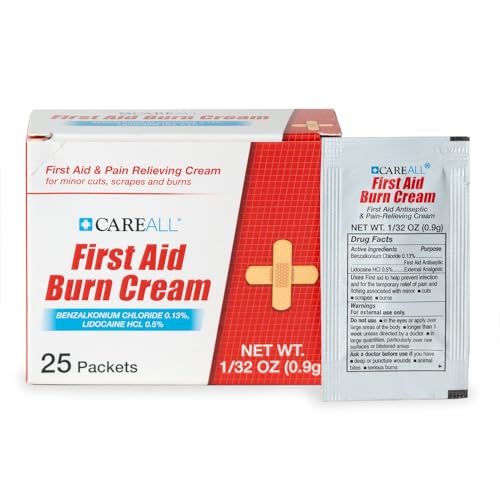 CareALL First Aid Burn Relief Cream 0.9g Packets (Pack of 25) Pain