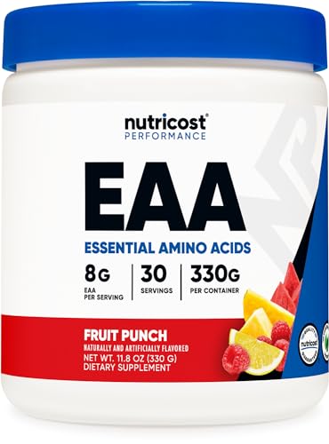Nutricost EAA Powder (Fruit Punch) 30 Servings, Essential Amino Acids | GMO-Free, Gluten Free, Vegetarian Friendly