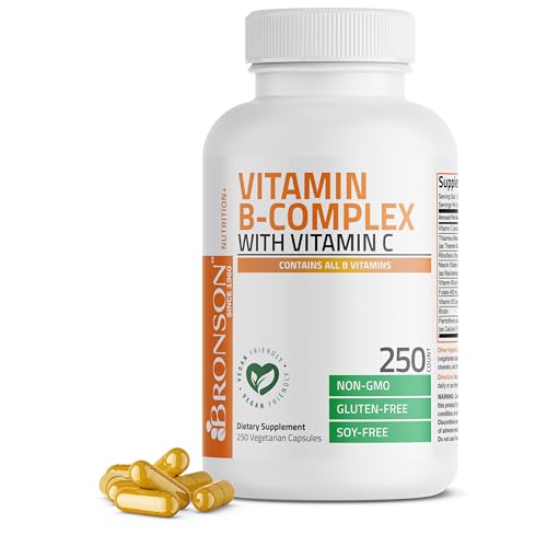 Bronson Vitamin B Complex with Vitamin C Vegetarian Capsules, 250 Count |