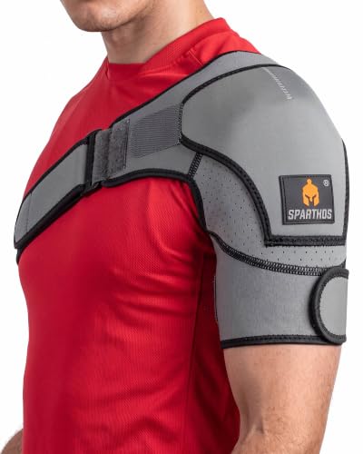 Sparthos Rotator Cuff Shoulder Brace for Women & Men - Support - Gray-XXL | Compression Sleeve, Pain Relief, Adjustable Strap, Fits Left or Right Arm, AC Joint, Labrum Tear, Dislocation, for Sleeping