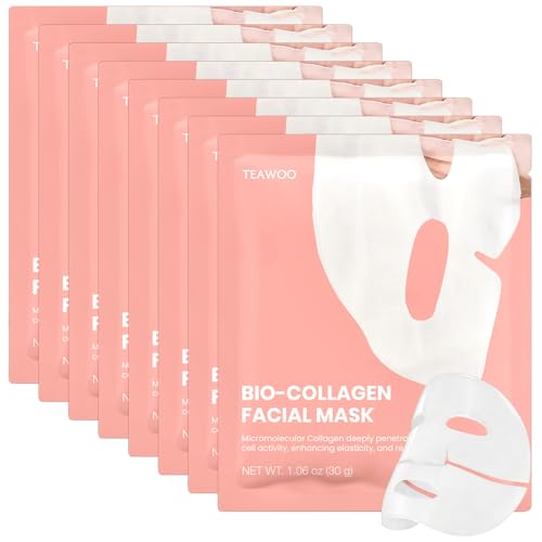 Bio-Collagen Facial Mask 8 EA, Hydrating & Soothing Hydrogel Face Mask