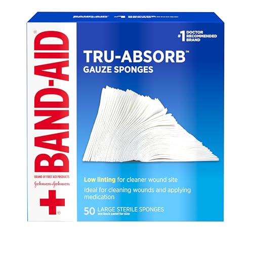 BAND-AID Brand Tru-Absorb Gauze Sponges, Large Size, 4 in x 4 in,