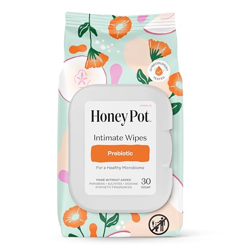 The Honey Pot Company - Feminine Wipes - Prebiotic - 30ct | Herbal Infused w/Aloe, Apple Cider Vinegar, & Probiotics - pH Balanced - Feminine Care for Sensitive Skin