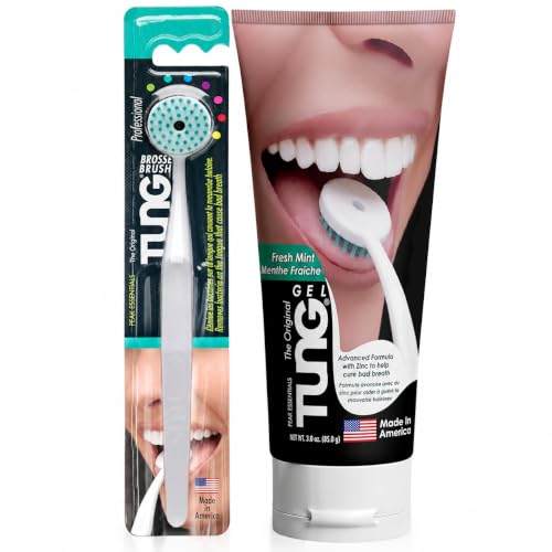 Tung Tongue Cleaning Kit with Brush & Gel for Fresh Breath, USA