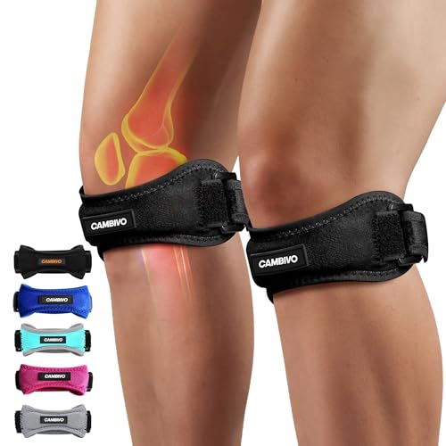CAMBIVO 2 Pack Patella Tendon Knee Straps, Knee Brace for Women &