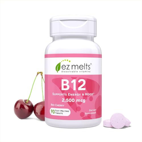 EZ Melts Dissolvable B12 Methylcobalamin 2,500 mcg, 90 Tablets, Red Cherry |