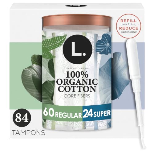 L. Cotton Tampons Regular/Super Absorbency Multipack, Contains an Organic Cotton Core, Made