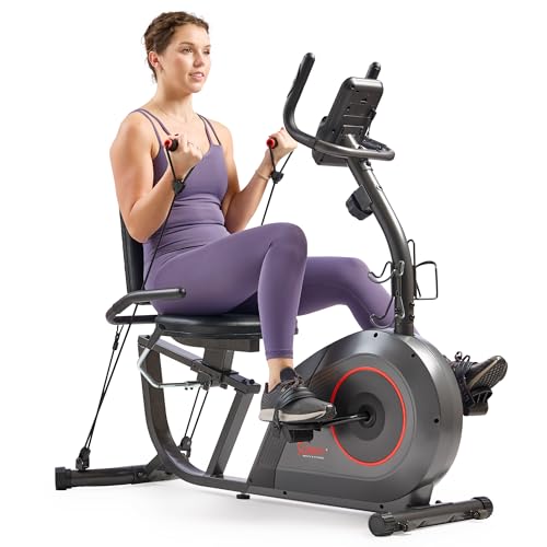 Sunny Health & Fitness Smart Recumbent Bike with Resistance Bands | SunnyFit