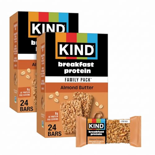 KIND Breakfast Protein, Almond Butter, 8g Protein, Healthy Snacks, Gluten Free, 12ct Value Pack (Pack of 2)