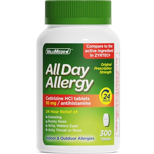 ValuMeds 24-Hour Allergy Medicine Antihistamine for Pollen, Hay Fever, Dry, Itchy Eyes,