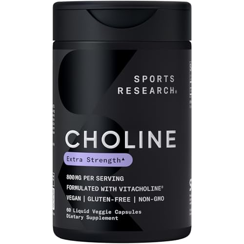 Sports Research® Extra Strength Choline 800mg, 60 Liquid Capsules | Essential Nutrient