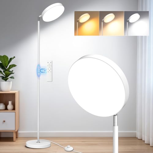 Light Therapy Lamp 15,000 Lux, UV-Free Happy Sunlight Floor Lamp | Full Spectrum LED Sun Lamp-Adjustable Color Temperature, Brightness & Timer, Magnetic Remote & Foot Switch for a Happier Life