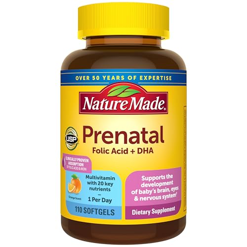 Nature Made Prenatal Vitamins for Women with Folic Acid + DHA, 110