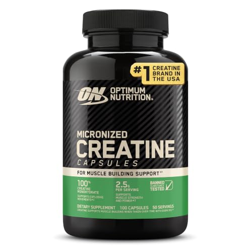 Optimum Nutrition Micronized Creatine Monohydrate Capsules, 100 Ct | Micronized Creatine Monohydrate