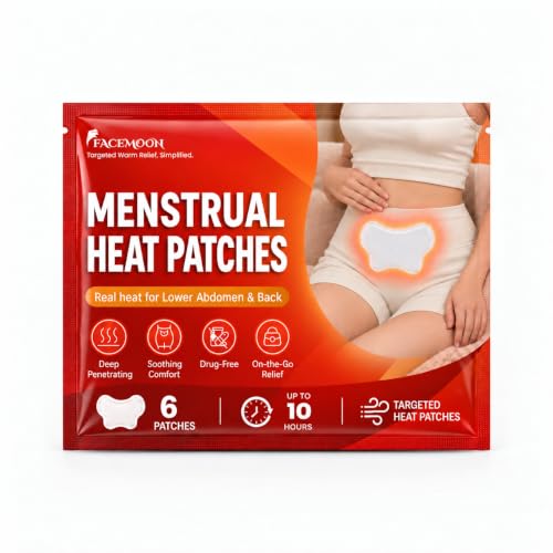 Menstrual Heating Patches for Period Cramps & Back Pain Relief,6 Count | Stick on Heating Pads for Lower Abdomen, Portable Discreet Disposable Heat Wraps for Period Pain, Lasts Up to 10 Hours