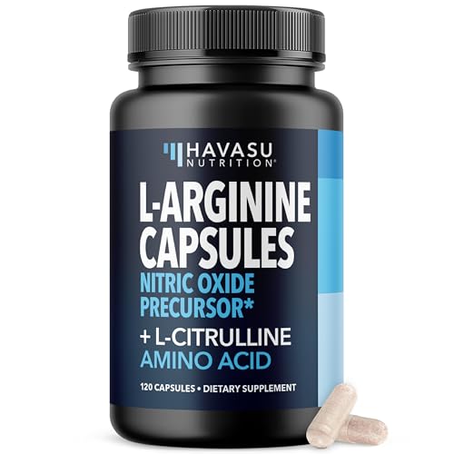 L-Arginine and L-Citrulline for Men, Nitric Oxide Support, 60 Servings | L Arginine 1000mg Capsules with L Citrulline and Tart Cherry, Performance Supplement for Men's Health, Vegan, 120 Count