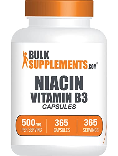BulkSupplements.com Niacin Capsules - Niacin Supplement, Vitamin B3 - Gluten Free, 1