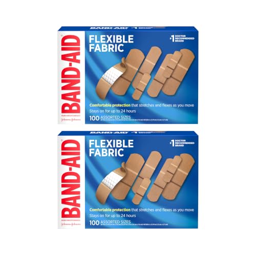 BAND-AID Brand Flexible Fabric Adhesive Bandages, Assorted, 2 x 100 Count |