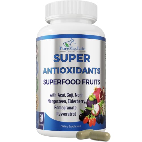 YUMMYVITE Super Antioxidant Fruit Superfood Complex, 60 Count (Pack of 1) | Acai, Goji, Noni, Mangosteen, Pomegranate, Elderberry, Resveratrol, Immune Support, Skin Care