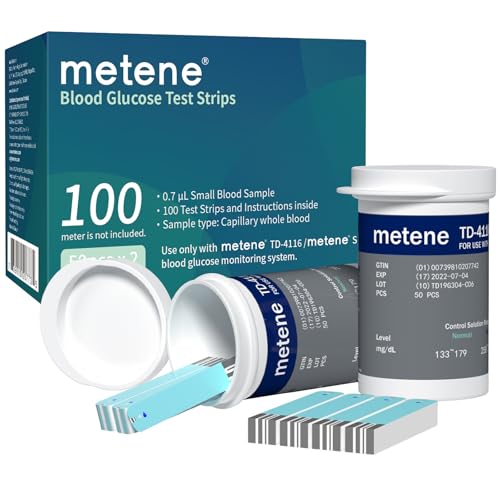 Metene TD-4116 Blood Glucose Test Strips, 100 Count, No Monitor | 100