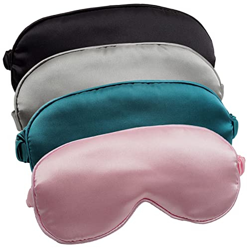 LERSVICVIL Sleep Mask 4 Pack Silk Eye Cover Soft Satin Blindfold Elastic