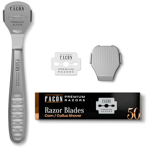 Facón Professional Callus Shaver Remover with 50 Blades, Pedicure Razor for Feet