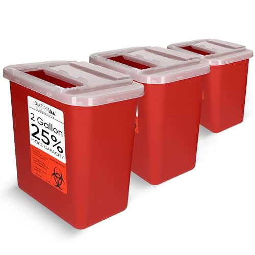 Oakridge Products Large Sharps Container for Home Use and Professional 2 Gallon