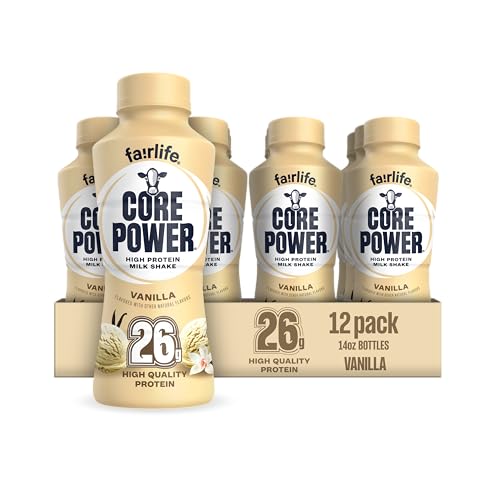 Core Power Fairlife 26g Protein Milk Shakes, Ready To Drink for Workout Recovery Liquid, Vanilla, 14 Fl Oz Bottle, kosher (Pack of 12)