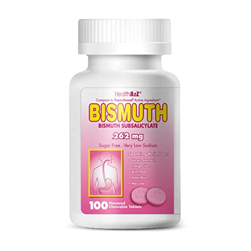 HealthA2Z® Bismuth | Bismuth Subsalicylate 262mg | Multi-Symptom Relief | (100 Count