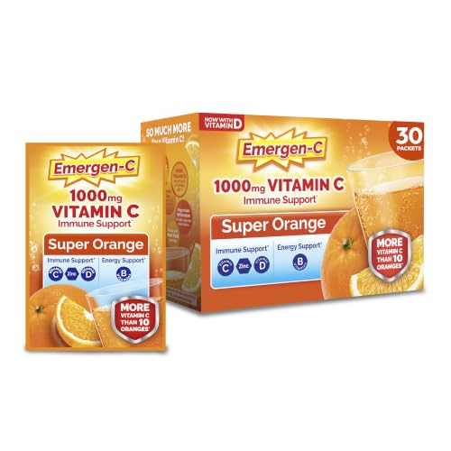 Emergen-C Vitamin C 1000mg Immune Support Powder, Orange, 30 Packets | B