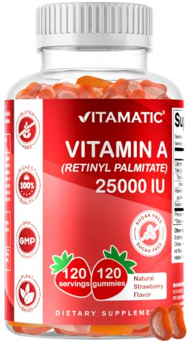 Vitamatic Vitamin A 25000 IU (Sugar Free Retinyl Palmitate), 120 Gummies |