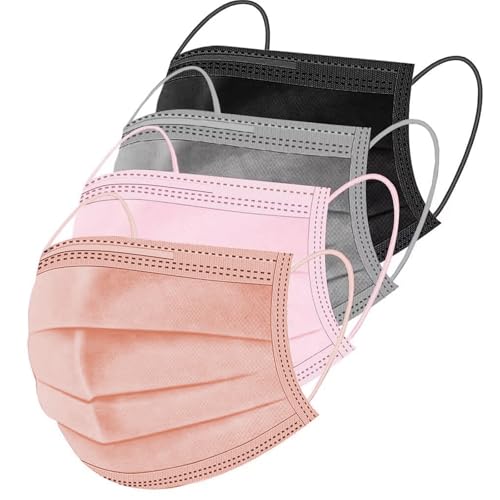 ZIYE 100 Pcs Non-medical Disposable Face Masks | Breathable Non-woven Maskial Mouth Cover 3 Layer with Nose Clip Elastic Earloop travel and daily use (Multicolor)