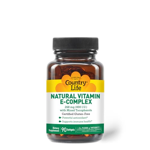 Country Life Vitamin E Complex 400 IU with Mixed Tocopherols, 90 Softgels