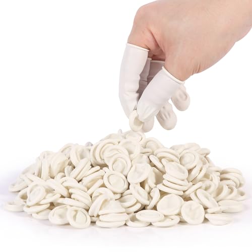 Ueixieo White Latex Finger Cots Finger Protectors, Disposable Medium-Sized Finger Gloves, Fingertip
