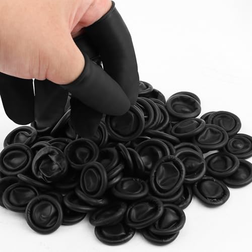 100 Pcs Disposable Silicone Finger Cots & Protectors – Non-Allergenic Black Finger