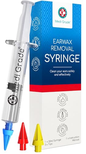 Medi Grade Ear Wax Removal Kit, 20ml Ear Syringe with 3 Quad