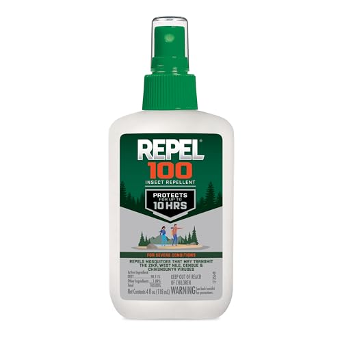 Repel 100 Mosquito & Insect Repellent 4 Oz, 98% DEET | Repels Mosquitoes, Ticks, Gnats, Biting Flies, Chiggers & Fleas, Lasts Up To 10 Hours, Compact Bug Spray For Outdoor Travel