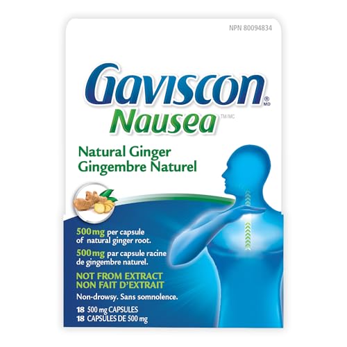 Gaviscon Anti Nausea Ginger Capsules - 18 Count - Tablets for Nausea