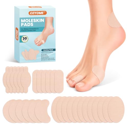 Moleskin Adhesive Pads & Blister Bandages for Feet - 30ct Moleskin Padding