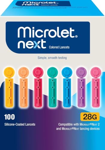 Ascensia MICROLET NEXT Lancets for Blood Glucose Testing, 100 Count | 28-Gauge,