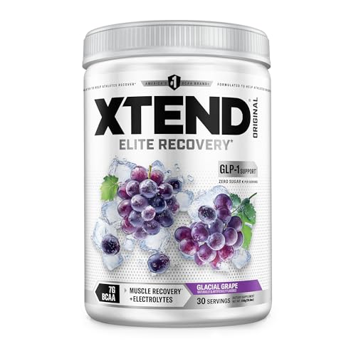 Xtend Original BCAA Powder with Zero Sugar, Glacial Grape, 30 Servings | Supports muscle repair, hydration and endurance with L-glutamine and essential electrolytes.