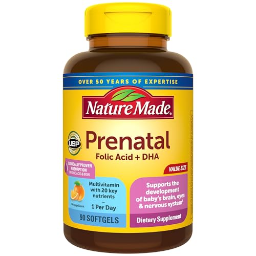 Nature Made Prenatal Vitamins for Women with Folic Acid + DHA, 90