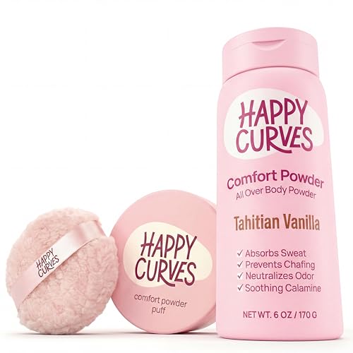 HAPPY CURVES Dusting Powder for Women - Body Powder & Powder Puff