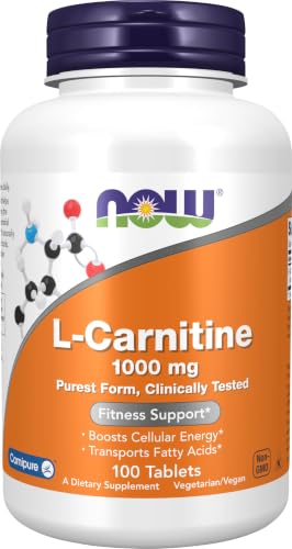 NOW Supplements, L-Carnitine 1,000 mg, Purest Form, Amino Acid, 100 Tabs