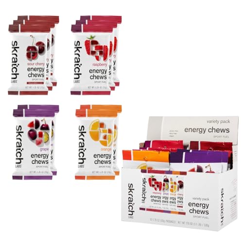 Skratch Labs Energy Chews, Gel Alternative, Variety Pack, 10 Pack | Gummies for running, cycling & endurance, quick carbs for athletes, easy to digest, real fruit, gluten free, vegan